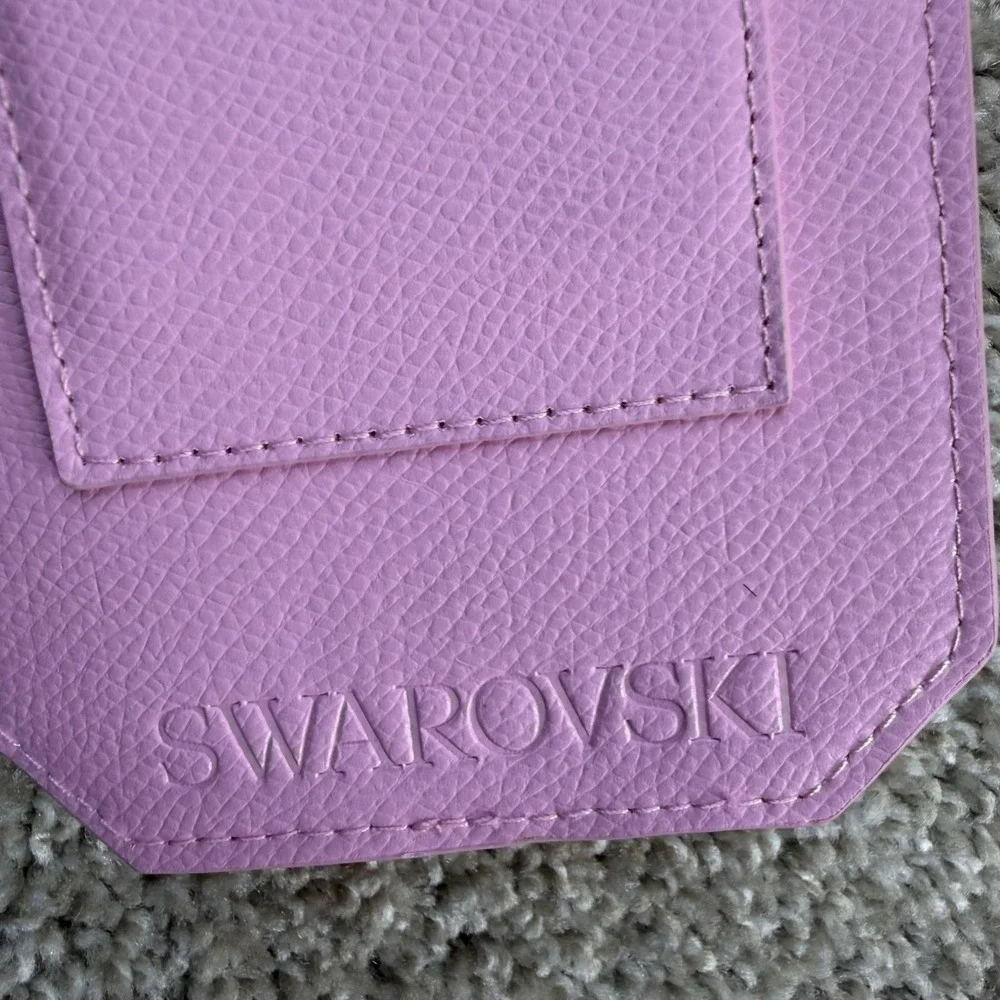 Swarovski Pink Crossbody Phone Case Card Pocket Strap Logo Holder Synthetic